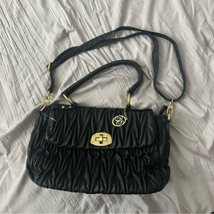 VIETA Fashion || black pleated shoulder bag w/ adjustable strap